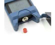 Charger l'image dans la galerie, Blue digital device with a red button on a white background